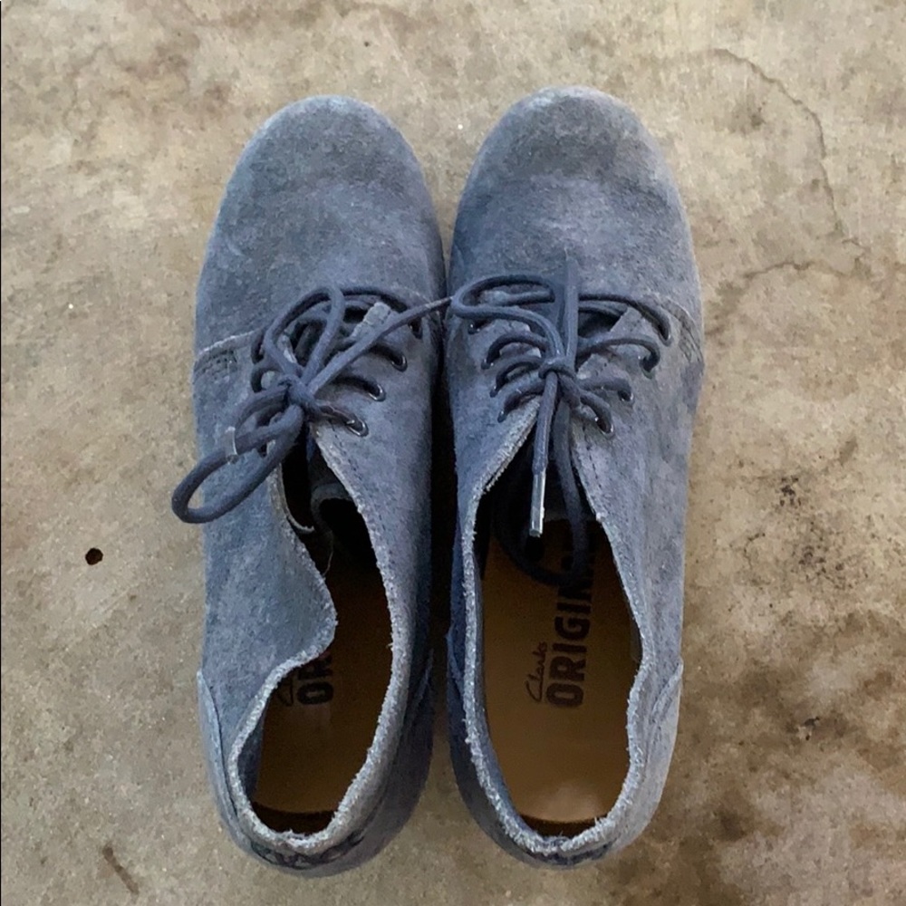 Clark’s blue suede wedge booties - Picture 2 of 5